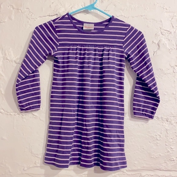 Soft Knit Dress - Purple White Stripe Long Sleeve - Picture 2 of 5